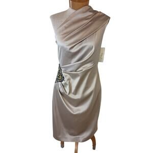 Size 6/ S/M? Eliza J New York Formal Womens Dress Satin Beige NWT